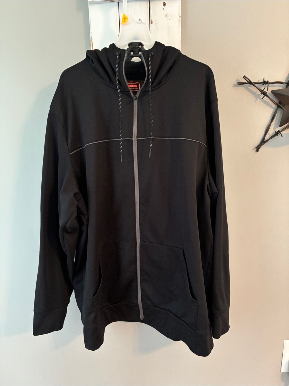Mens lightweight black zip-up hoodie Tall fit